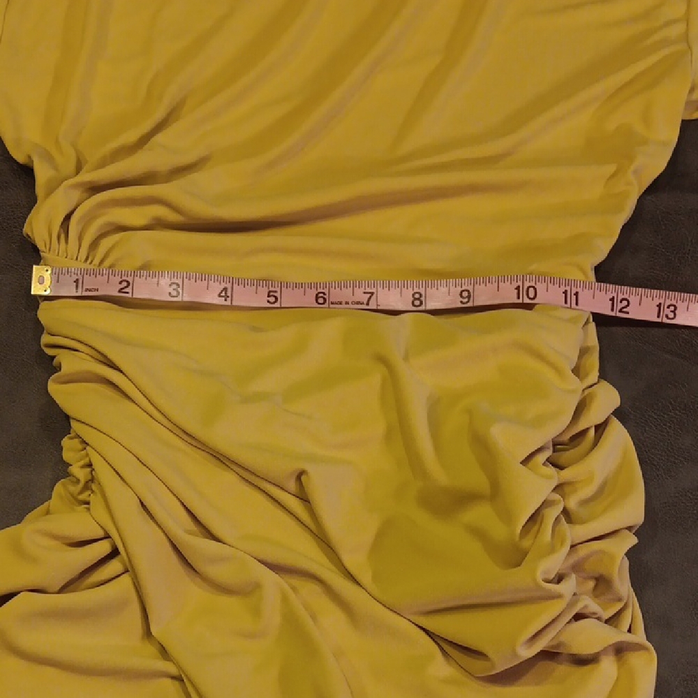 ZARA NWT Draped Ruched T-Shirt Mini Dress Chartreuse Yellow XS - Picture 14 of 16